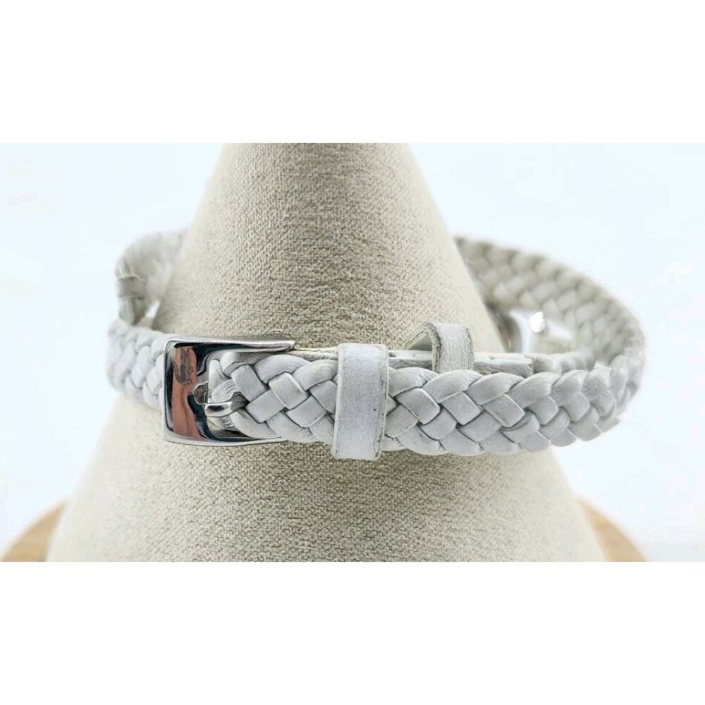 LACOSTE Stainless Steel Wristwatch White Braided‎ Genuine Leather Band Working - Picture 3 of 13